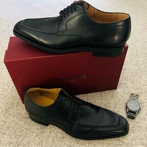 MAGNANNI - ROMELO DIVERSA APRON TOE DERBY IN BLACK LEATHER - Men’s Size: 11
